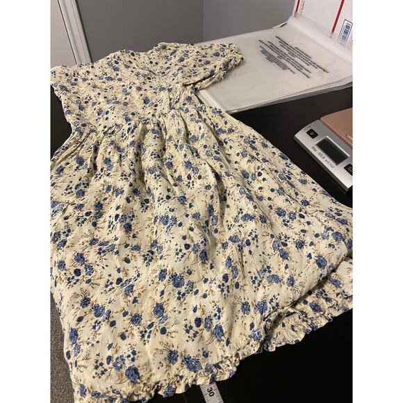 2 Of Us Dress Womens Medium Blue Floral Babydoll Short Sleeve Rayon Boho India - Picture 7 of 8